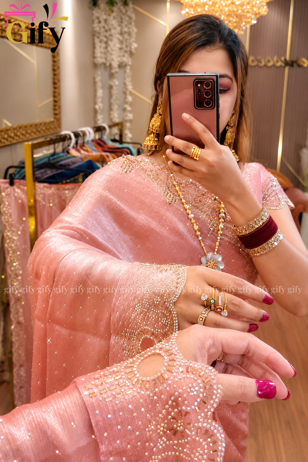 Soft Georgette Stone Work Saree